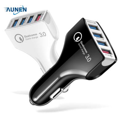 China 4 Ports QC3.0 Ports Smart Cell Phones USB Car Charger Super Fast Portable Mobile Top Selling 2021 New Products Ideas for sale