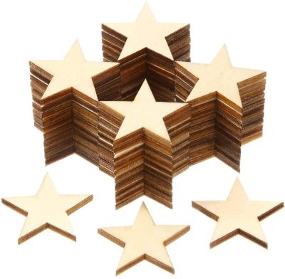 China Wooden Stars China Gift Box Shape Unfinished Wood Pieces For Accessories Making Craft Project And Decoration 1 inch for sale