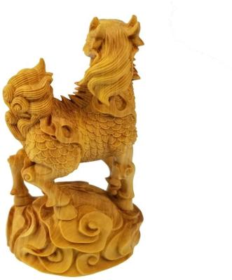 China China Figurines Carving Pair Of Sinus Unicorn Lion And Dragon Mascot Wooden Sculpture Furniture Chinese Wooden Carving Decoration for sale