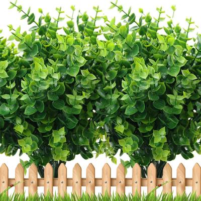 China For Wedding Artificial Eucalyptus Tree Branches Plant Greenery Boxwood Shrubs Fake Stems UV Resistant Non Fade Plastic For Wedding Decor for sale