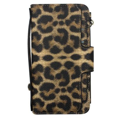 China Shockproof For iPhone 12 Wallet TPU Leather Case Back Cover Card Holder Leopard Snake Magnetic Detachable Grain for sale