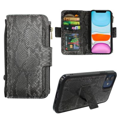 China Shockproof For Woman Magnetic Detachable Street Crocodile Snake Grain Pro Card Holder Back Cover iPhone 13 Wallet Leather Case for sale