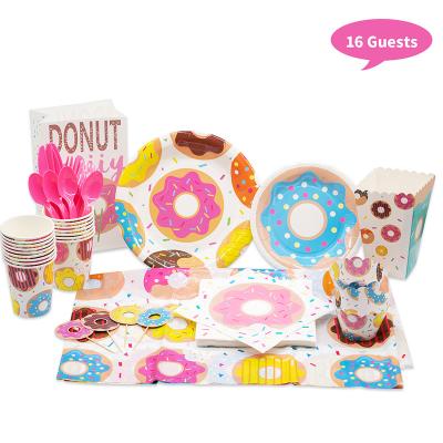 China Party Supplies Custom Made Birthday Girl's Donut Party Consumables Bundle for sale