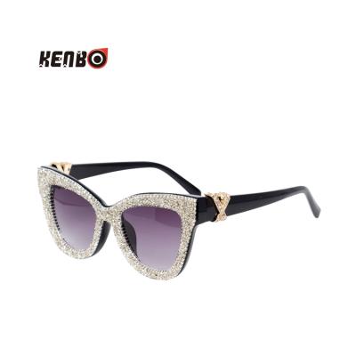 China Fashion Sunglasses Kenbo Rhinestone High Quality Luxury Women Shape Big Frame New Diamond Sunglasses for sale