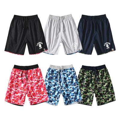 China 2021 Summer Hot Selling Shark Head Breathable Letter Bape Camouflage Shorts Men's Double-Sided Sports Pants for sale