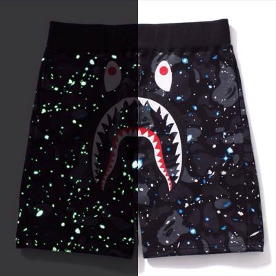 China Breathable High Quality Bape Shark Shorts Street Camouflage Unisex Luminous Starhead Loose Casual Shorts for sale