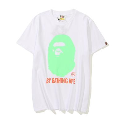 China 2021 Summer QUICK DRY Men's T-shirt Youth Cartoon Fluorescent Color Bape Newcomer T-shirt Men's Casual Shirt for sale