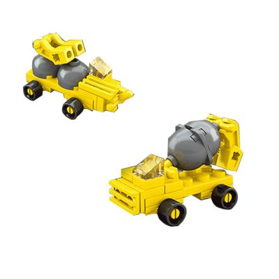 China Construction Toy Small Particle Kindergarten Toys Plastic Inserted Building Blocks Of Mixer Truck And Water Pump for sale