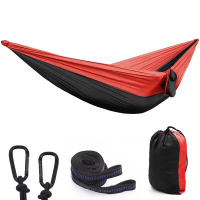 China Durable Outdoor Nylon Hammock Parachute Cloth Camping Double Ring Swing Hammock Single Strap Hammock for sale