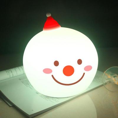 China Cute Snowman LED Lamp Christmas Silicone Soft Light Color Changing Indoor Lights for Baby Bedroom Office Table Desk Decoration for sale