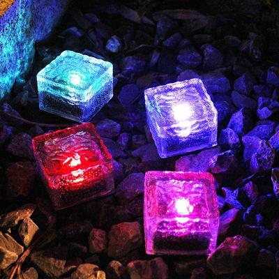 China Garden Solar Icicle RGB Color Changeable Glass LED Square Light Landscape Pathway Ground Decorative Lawn Bollard Lamp For Christmas for sale