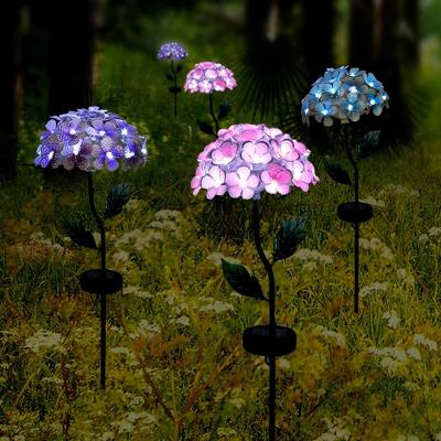 China Solar Garden Metal Hydrangea Flower LED Bouquet Solar Light Purple Red Blue Floral Lamp for Garden Lawn Yard Flowerpot Decoration for sale