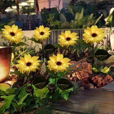 China Garden Yellow Flower Solar 8 LED Outdoor Sunflower Lighting Lamps for Porch Lawn Patio Living Room Lobby Backyard Walkway Holiday Decoration for sale