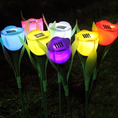 China Colorful Garden Tulip Solar Powered Flower Lamp Waterproof Decorative Lighting Multicolor Light for Patio Yard Lawn Fence Park for sale