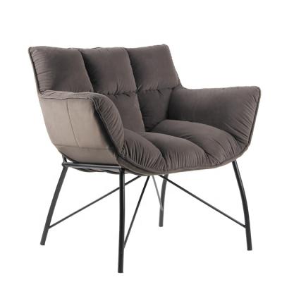 China Comfortable Leisure Chair Anji Xinghao New Design Gray Fabric Metal Legs Single Sofa Chair for sale