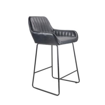 China Counter Furniture Modern Wholesale Industrial Black PU Metal Bar Stool Seat for sale