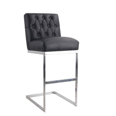 China Morden Black Modern PU Metal High Bar Chair Stool With Back Armrest for sale