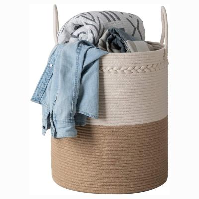 China High Quality Viable Cotton Rope Woven Basket With Large Handles Basket For Kids Toy Storage Buy Folding Nursery Laundry Towel Diaper for sale