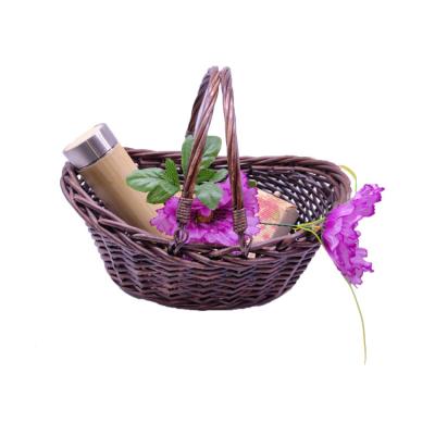 China Viable Hot Wholesale Cheap Wholesale Log Fruit Plant Bike Festival Small Gift Shopping Basket Wicker Baskets Wicker Baskets for Gifts for sale