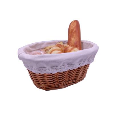 China Lining Food Popular Wholesale Private Label Woven A Basket Of Small Oval Willow Bread Wicker Baskets 3 Set With Lining for sale