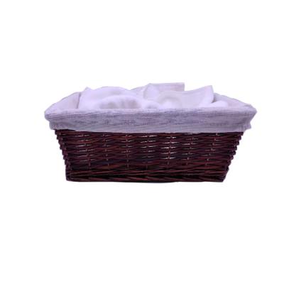 China Large Rectangle Fancy Liner Designs Cheap Woven Lined Laundry Storage Baskets Wholesale Price Log Wicker Basket With Handles for sale