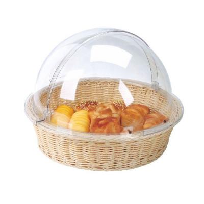 China Sustainable rattan bread basket with lid for sale