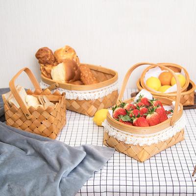 China OEM/ODM Sustainable Woven Baskets Handmade Natural Wooden Vegetable Bread Egg Food Storage Basket for sale