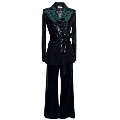 China Fashion Women Sequins Office Suit Ladies Tuxedo Pant Suit Anti-Shrink Design For Women for sale