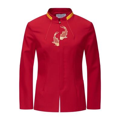 China restaurant & 100%cotton Bar Dobby Restaurant Waiter Unisex Waitress Jacket Coat Uniform for sale