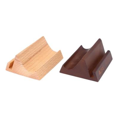 China Custom Pine Wood Business Card Office Base Card Factory Wooden Card Holder Display Stand Natural Material for sale