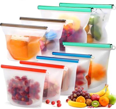 China Food Grade Reusable Sustainable 1000mL Silicone Food Storage Bags For Sandwich, Liquid, Snack, Meat, Vegetable for sale