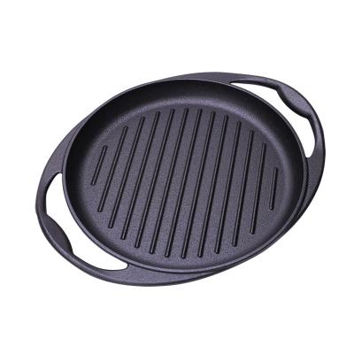 China Durable 9.45 Inch/24cm Heavy Duty Round Cast Iron Grill Pan With Double Handles, Cast Iron Skillet for sale