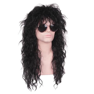 China 100% Fashion Water Wave Cosplay Wig Synthetic Fiber 80s Rocker Mule Curly Heat Resistant Long Heat Resistant Wig For Women for sale