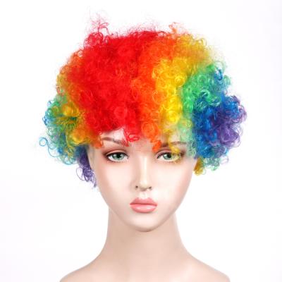 China Kinky Curl Fan Party Supplies Colorful Funky Curly Ladies Hair Unisex Men's Colorful Curly Ladies Clown Disco Wigs 70s Football Fans Costume Wig For Kid for sale