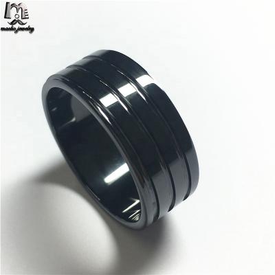 China 2021 Brand Style Fashion Brand Jewelry Groove Black Ceramic Ring 10MM for sale