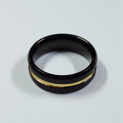 China New FASHIONABLE Design 8mm Black And Gold Plated Mens Tungsten Carbide Ring Two Tone Tungsten Ring for sale