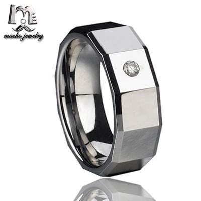 China Trendy Fashion Austria Crystal Jewelry Faceting Mens Tungsten Carbide Rings With Steps for sale