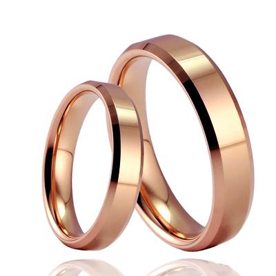 China Trendy Fashion Custom Couples Rose Gold Plated Rings Tungsten Carbide Lover's Ring For Lover for sale