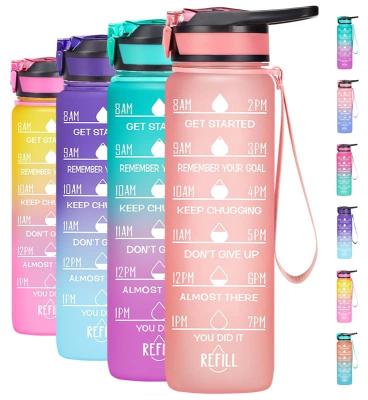 China Sustainable 32oz Motivational Fitness Sports Durable BPA Free Time Marker Water Bottle Leakproof with Straw for sale