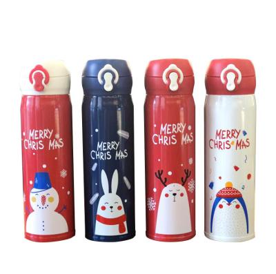 China Latest Sustainable Products 2020 Happy New Years Gifts For Kids 500ml Thermos Water Bottle Christmas Snowman Water Bottle for sale