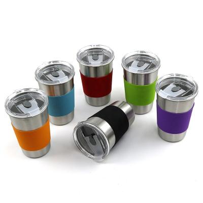 China Brief 304 Stainless Steel Coffee Mug Beer Cup Viable Single Wall Portable Party Drinking Water Bottle With Silicone Sleeve for sale