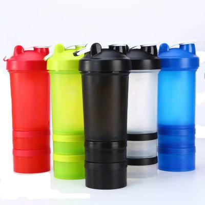 China Sustainable BPA Free Plastic Shaker Bottle With Metal Ball And Pill And Protein Storage Shaker Bottles for sale