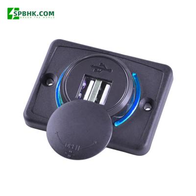 China New DC 12V Flat Surface USB Panel Mount 3.1A Dual Socket 3.1A Car Seat Bus Charger 12 24V for sale