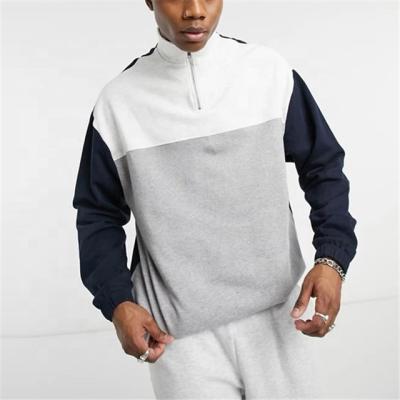 China Anti-Wrinkle QIANHUI Terry Custom Cut and Sew 1/4 Zipper Oversized Sweatshirt Off Shoulder Sweatshirt with Elastic Trims for sale