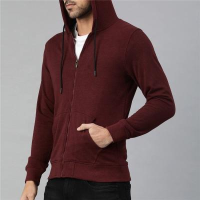 China Cheap Wholesale Organic Cotton Fitted Mens Anti-wrinkle Full Zip Hoodies for sale