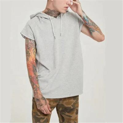 China High Quality Anti-wrinkle Drawstring Blank Zipper Short Sleeve Hoodie Men for sale