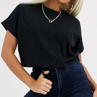 China Wholesale QIAN HUI Fashion Classic Lady Round Neck T-shirt Factory Design Anti-wrinkle With Logo Custom Crop Tops Women T-shirts for sale