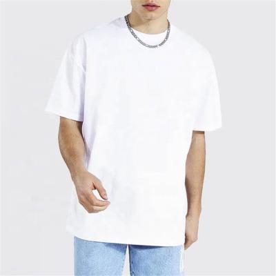 China Custom Anti-Wrinkle OEM Your Logo Single Dropped Shoulder Short Sleeves Oversized Round Neck Mens T-Shirt for sale