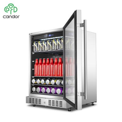 China Hot Selling Single-Outside Temperature Glass Door Under Counter Fridge For Home for sale