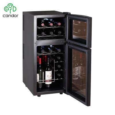 China Best 21 Outdoor Custom Bottles Double Zone Thermoelectric Wine Cooler Refrigerator with LCD Display CW-59FDT for sale